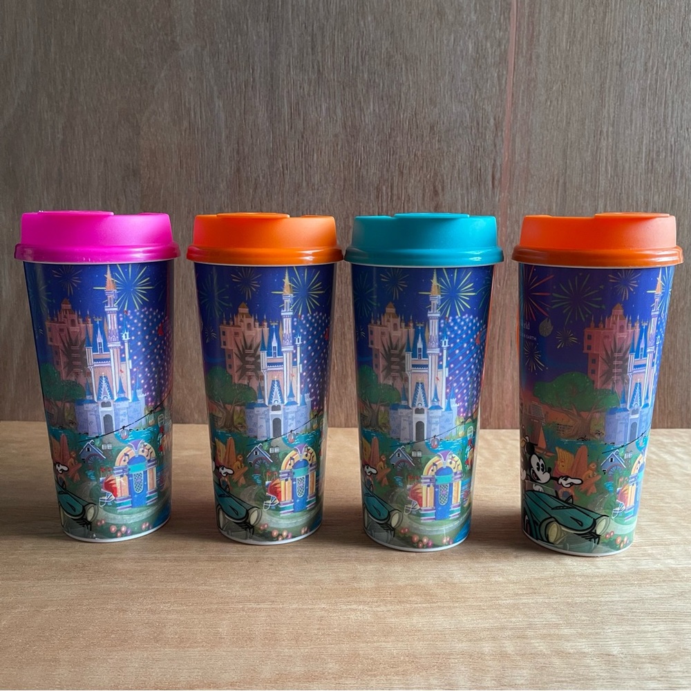 Walt Disney World refillable mug cup drink lid travel 16 oz beach vacation